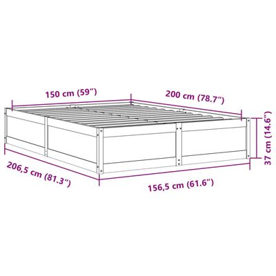 vidaXL Bed Frame without Mattress 150x200 cm King Size Solid Wood Pine