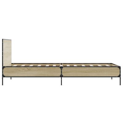 vidaXL Bed Frame Sonoma Oak 90x200 cm Engineered Wood and Metal