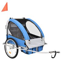 vidaXL 2-in-1 Bike Trailer & Stroller Blue and Grey