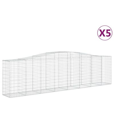 vidaXL Arched Gabion Baskets 5 pcs 400x50x100/120 cm Galvanised Iron