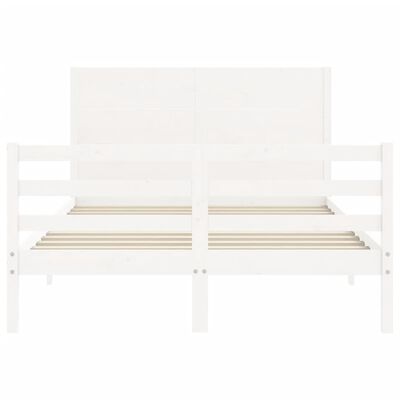 vidaXL Bed Frame without Mattress White Double Solid Wood