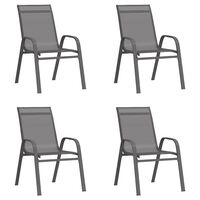 vidaXL Stackable Garden Chairs 4 pcs Grey Textilene Fabric