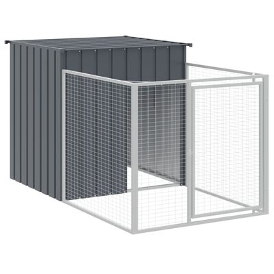 vidaXL Dog House with Run Anthracite 110x813x110 cm Galvanised Steel