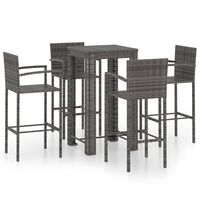 vidaXL 5 Piece Outdoor Bar Set with Armrest Poly Rattan Grey