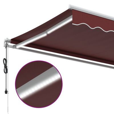 vidaXL Automatic Retractable Awning with LED Burgundy 350x250 cm