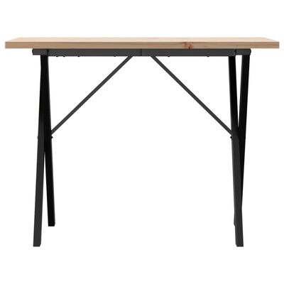 vidaXL Dining Table X-Frame 100x50x75.5 cm Solid Wood Pine and Cast Iron