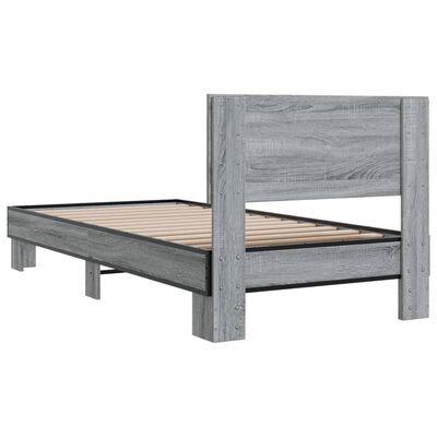 vidaXL Bed Frame without Mattress Grey Sonoma 100x200 cm