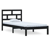 vidaXL Bed Frame without Mattress Black Solid Wood 100x200 cm (810011+814183)