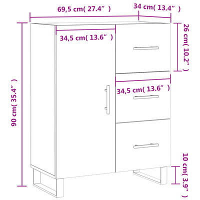 vidaXL Sideboard High Gloss White 69.5x34x90 cm Engineered Wood