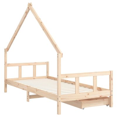 vidaXL Kids Bed Frame with Drawers 90x200 cm Solid Wood Pine