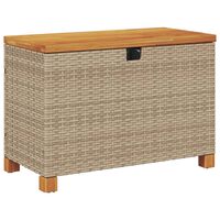 vidaXL Garden Storage Box Beige 80x40x48 cm Poly Rattan Acacia Wood