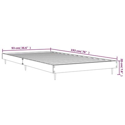 vidaXL Bed Frame without Mattress Brown Oak 90x190 cm Single Engineered Wood