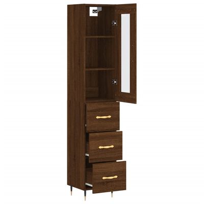 vidaXL Highboard Brown Oak 34.5x34x180 cm Engineered Wood