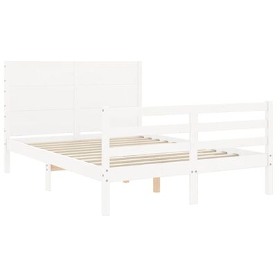 vidaXL Bed Frame without Mattress White Double Solid Wood