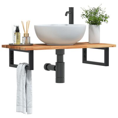 vidaXL Basin Shelf Wall Mounted Steel and Solid Wood Acacia