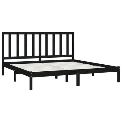 vidaXL Bed Frame without Mattress Black Solid Wood Pine 200x200 cm