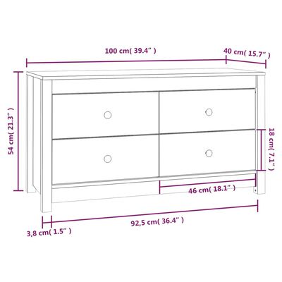 vidaXL Side Cabinet Honey Brown 100x40x54 cm Solid Wood Pine