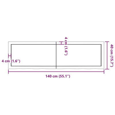 vidaXL Wall Shelf Light Brown 140x40x(2-6) cm Treated Solid Wood Oak