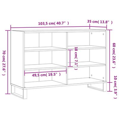 vidaXL Sideboard Grey Sonoma 103.5x35x70 cm Engineered Wood