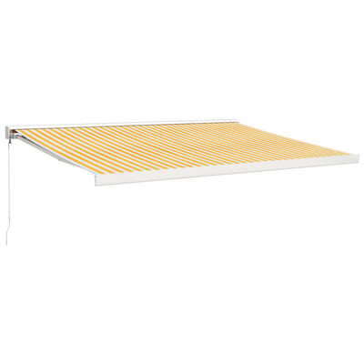 vidaXL Retractable Awning Yellow and White 4x3 m Fabric and Aluminium