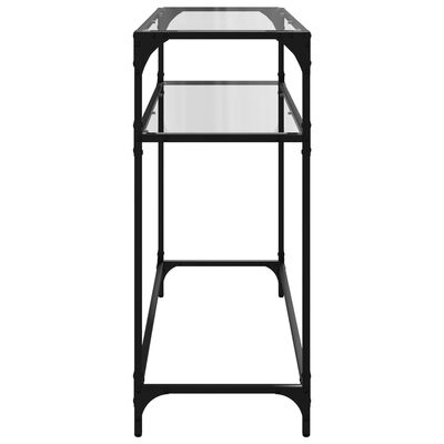 vidaXL Console Table with Transparent Glass Top 98x35x81 cm Steel