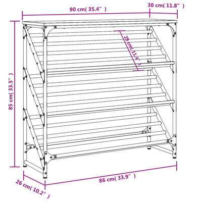 vidaXL Shoe Rack Black 90x30x85 cm Engineered Wood