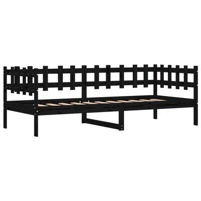 vidaXL Day Bed without Mattress Black 80x200 cm Solid Wood Pine