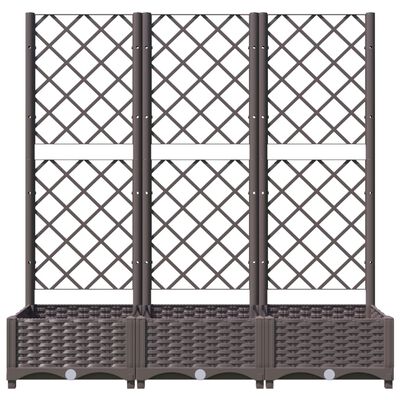 vidaXL Garden Planter with Trellis Brown 120x40x121.5 cm PP