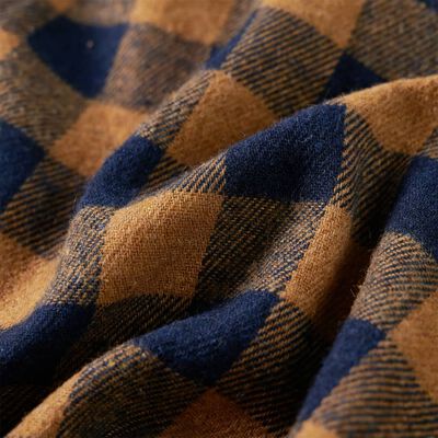 Kids' Plaid Shirt Cognac and Blue 140