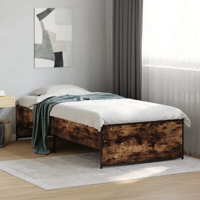 vidaXL Bed Frame without Mattress Smoked Oak 90x190 cm Single