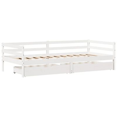 vidaXL Daybed with Drawers without Mattress White 90x200 cm Solid Wood