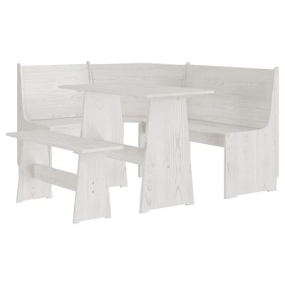 vidaXL 3 Piece Dining Set REINE White Solid Wood Pine