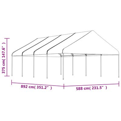 vidaXL Gazebo with Roof White 8.92x5.88x3.75 m Polyethylene