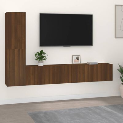 vidaXL 4 Piece TV Cabinet Set Brown Oak Engineered Wood