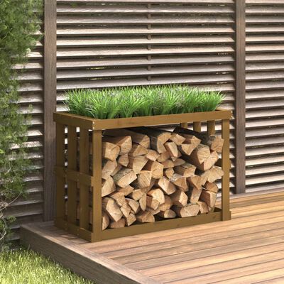 vidaXL Outdoor Log Holder Honey Brown 108x52x74 cm Solid Wood Pine