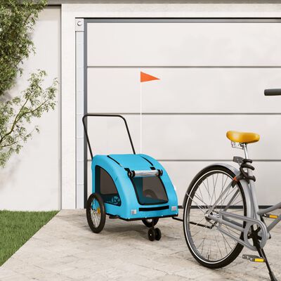 vidaXL Pet Bike Trailer Blue Oxford Fabric and Iron