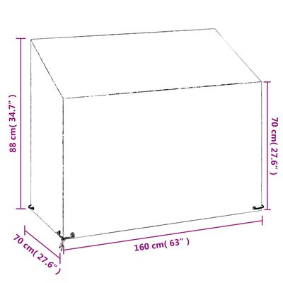 vidaXL Graden Bench Cover 8 Eyelets 160x70x70/88 cm Polyethylene