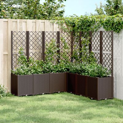 vidaXL Garden Planter with Trellis Brown 160x160x140 cm PP