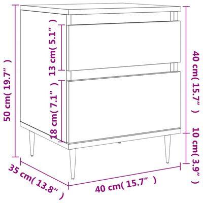 vidaXL Bedside Cabinets 2 pcs Sonoma Oak 40x35x50 cm Engineered Wood