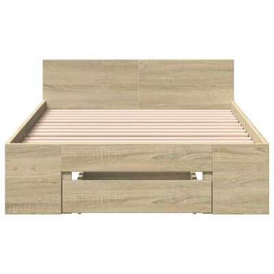 vidaXL Bed Frame with Drawer without Mattress Sonoma Oak 75x190 cm Small Single