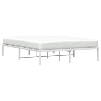 vidaXL Metal Bed Frame without Mattress White 150x200 cm King Size