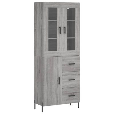 vidaXL Highboard Grey Sonoma 69.5x34x180 cm Engineered Wood