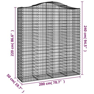 vidaXL Arched Gabion Baskets 6 pcs 200x50x220/240 cm Galvanised Iron