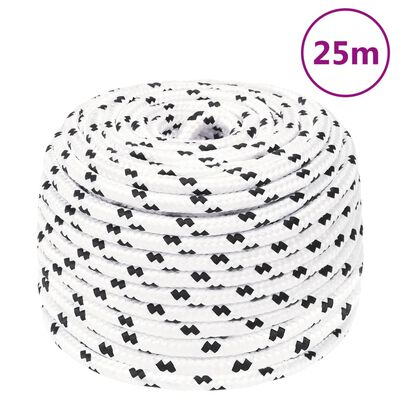 vidaXL Braided Boat Rope White 10 mmx25 m Polyester