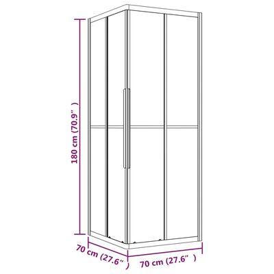 vidaXL Shower Cabin Frosted ESG 70x70x180 cm