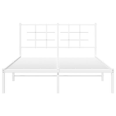 vidaXL Metal Bed Frame without Mattress with Headboard White 135x190 cm Double