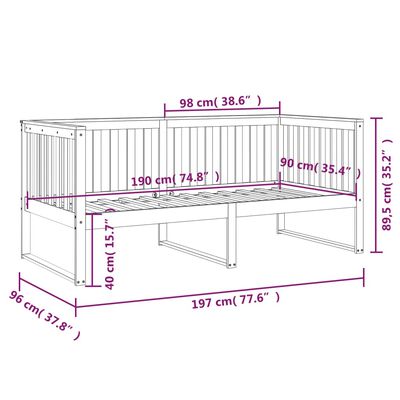 vidaXL Day Bed without Mattress Honey Brown 90x190 cm Single Solid Wood Pine