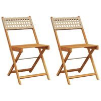 vidaXL Bistro Chairs 2 pcs Beige Solid Wood Acacia and Poly Rattan