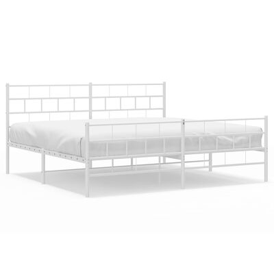 vidaXL Metal Bed Frame without Mattress with Footboard White 193x203 cm