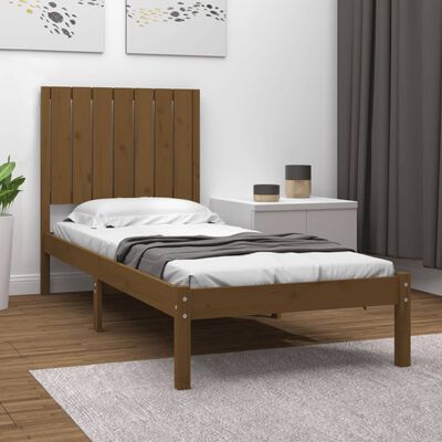 vidaXL Bed Frame without Mattress Honey Brown 75x190 cm Small Single Solid Wood